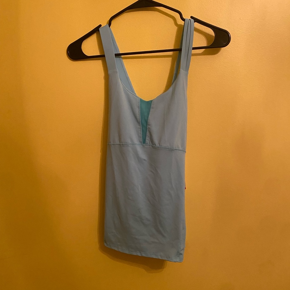 Lucky in Love Fitted Vaportex Women’s Small  (4-6) Tennis Tank Top $72 Blue